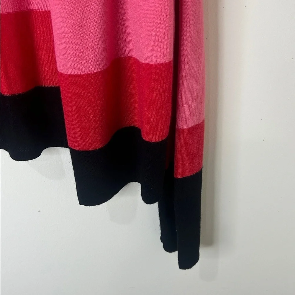 J. JILL Pink Red Black Colorblock Wool Blend Lightweight Cardigan Size Medium